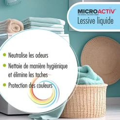 Lessive Liquide Microactiv 10 L Puissante Pour Blanc Et Couleurs, Se Dissout Facilement