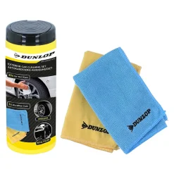 Lingettes Nettoyantes Voiture DUNLOP 35x35cm, Microfibre 250gsm, Intérieur & Extérieur, Nettoyage Sans Traces