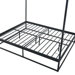 Lit à baldaquin Kristianstad métal 160 x 200 cm noir en.casa