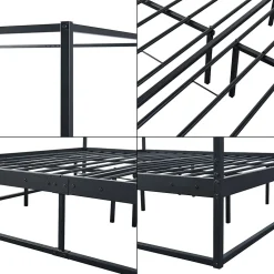 Lit à baldaquin Kristianstad métal 180 x 200 cm noir en.casa