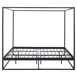 Lit à baldaquin Kristianstad métal 180 x 200 cm noir en.casa