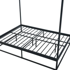 Lit à baldaquin Kristianstad métal 140 x 200 cm noir en.casa