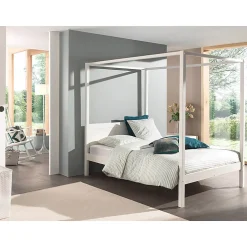 Lit à baldaquin 140x200 Sommier Inclus Vipack Pino - Blanc