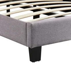 Lit 1 place FLORIDA, 90 x 190 cm, capitonné avec sommier, revêtement en tissu gris