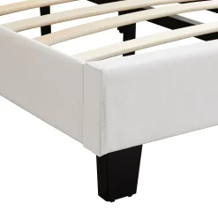 Lit 1 place HUDSON, 90 x 190 cm, capitonné avec sommier, revêtement synthétique blanc