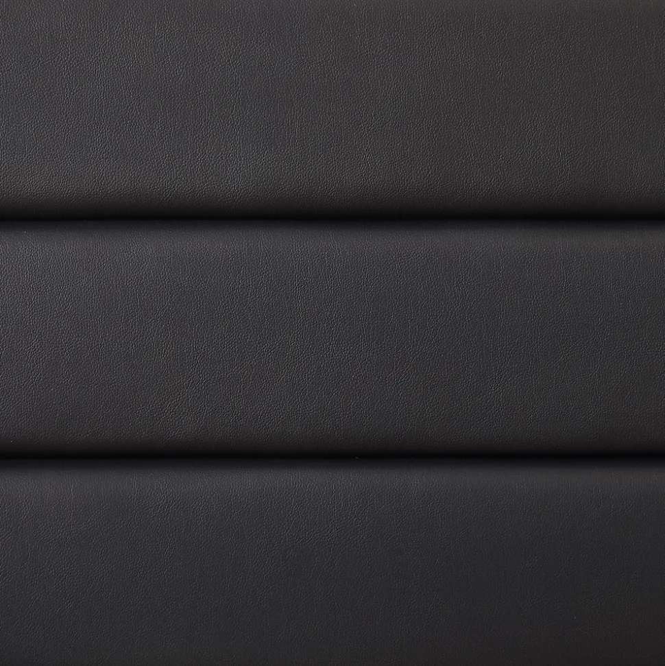 Lit 1 place HUDSON, 90 x 190 cm, capitonné avec sommier, revêtement synthétique noir