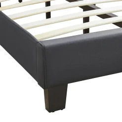 Lit 1 place HUDSON, 90 x 190 cm, capitonné avec sommier, revêtement synthétique noir