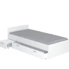 Lit 1 place 90x190cm blanc TIDO inclus chevet et tiroir pour rangement