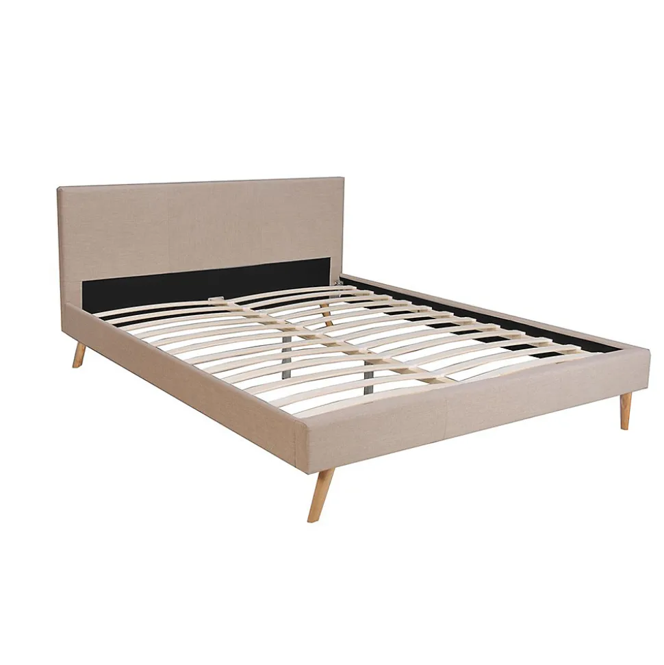 Lit 2 places 140x190cm Beige FIONI inclus sommier et tête de lit