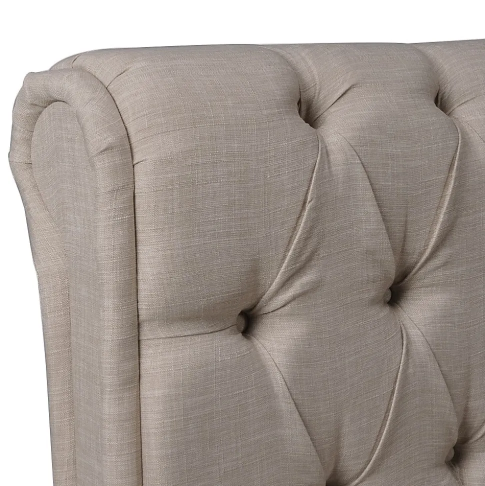 Lit 2 places 140x190cm CHALIN beige avec tête de lit inclus sommier et 4 tiroirs pour rangement