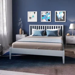 Lit 2 places 140x190cm Gris PARVI inclus sommier