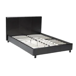 Lit 2 places 140x190cm noir avec sommier ALATA