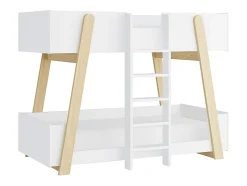 Lit superposés 90 x 190 cm - Blanc et naturel - CORODELA