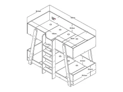 Lit superposés 90 x 190 cm - Blanc et naturel - CORODELA