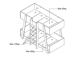 Lit superposés 90 x 190 cm - Blanc et naturel - CORODELA