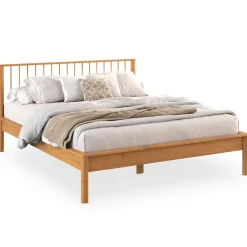 Lit 140 x 200 avec sommier APOANA en bois massif - Coloris chêne