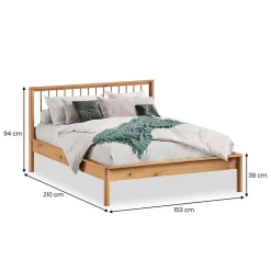 Lit 140 x 200 avec sommier APOANA en bois massif - Coloris chêne