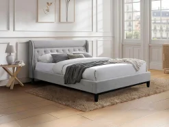 Lit 160 x 200 cm - Gris + Matelas - MARSDENIO