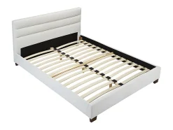 Lit 160 x 200 cm - Simili - Blanc - FAUSTIN