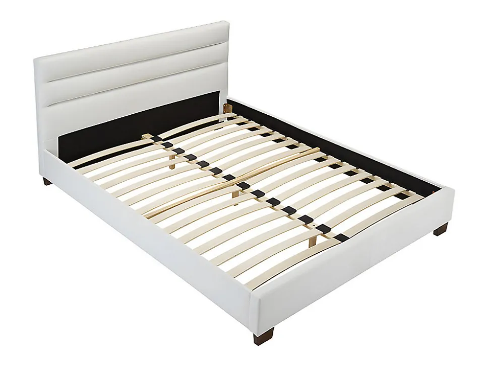 Lit 160 x 200 cm - Simili - Blanc - FAUSTIN