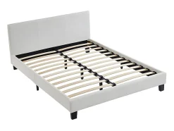 Lit 140 x 190 cm - Simili - Blanc - CORNELIUS II