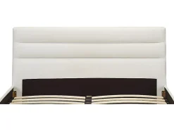 Lit 160 x 200 cm - Simili - Blanc + Matelas - FAUSTIN