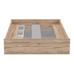 Lit 160 x 200 cm 3 tiroirs décor chêne naturel et blanc mat - ALBANE