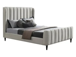 Lit 160 x 200 cm - Tissu avec coutures verticales - Gris clair - CASAGOTI