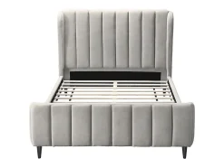 Lit 160 x 200 cm - Tissu avec coutures verticales - Gris clair - CASAGOTI