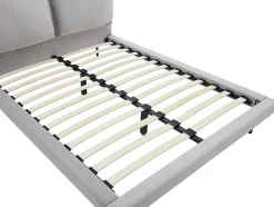 Lit 140 x 190 cm - Velours - Gris + Matelas - IBEDIA