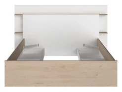 Lit 140 x 190/200 cm avec 4 tiroirs - Coloris : Naturel et blanc + Sommier + Matelas - TILONIDE