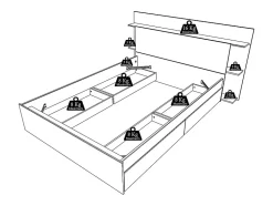 Lit 140 x 190/200 cm avec 4 tiroirs - Coloris : Naturel et blanc + Sommier - TILONIDE