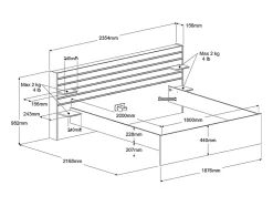 Lit 180 x 200 cm avec 4 tiroirs - Coloris : Naturel + Sommier + Matelas - TENALIA