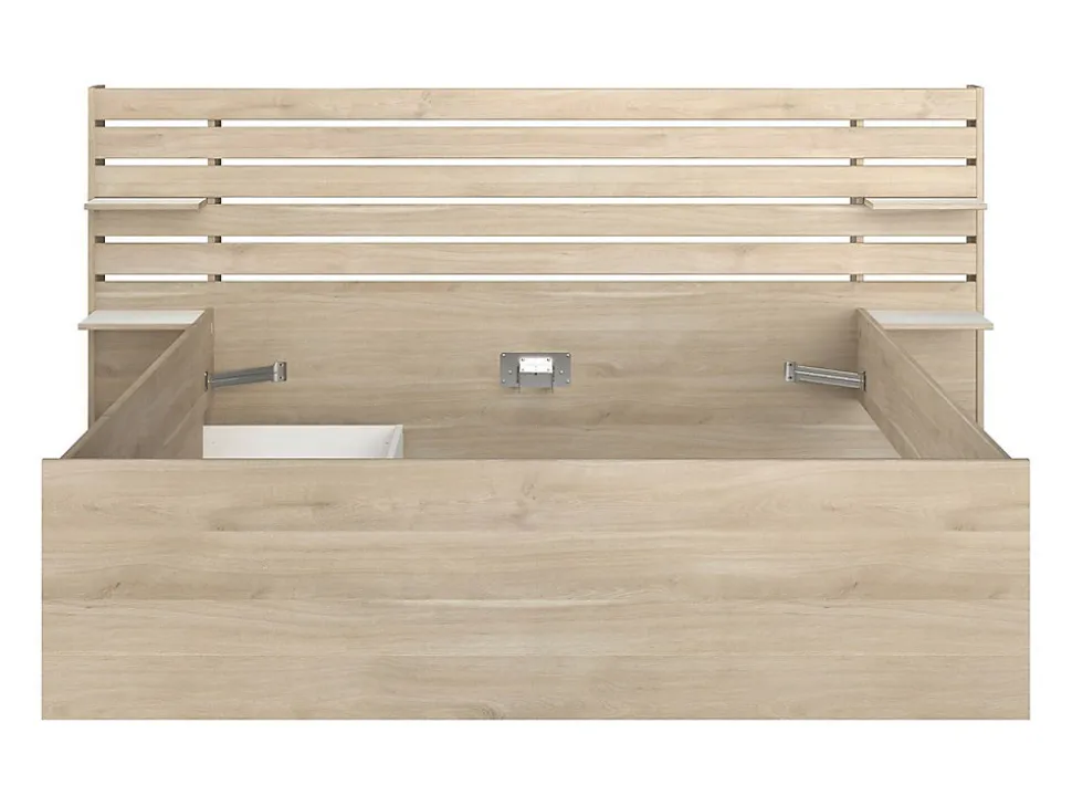 Lit 160 x 200 cm avec 4 tiroirs - Coloris : Naturel + Sommier + Matelas - TENALIA II