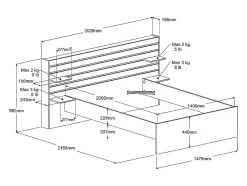 Lit 140 x 190/200 cm avec 4 tiroirs - Coloris : Naturel - TENALIA II