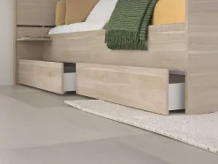 Lit 120 x 190 cm avec 4 tiroirs - Coloris : Naturel + Sommier + Matelas - TENALIA