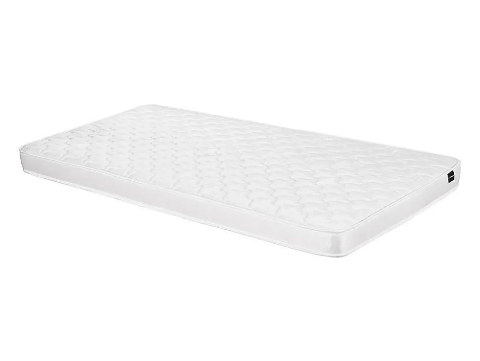 Lit 90 x 190 cm avec 2 tiroirs - Tissu - Beige + Matelas - SARAH