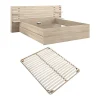 Lit 180 x 200 cm avec 4 tiroirs - Coloris : Naturel + Sommier - TENALIA
