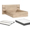 Lit 140 x 190/200 cm avec 4 tiroirs - Coloris : Naturel + Sommier + Matelas - TENALIA II