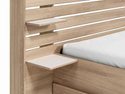 Lit 140 x 190/200 cm avec 4 tiroirs - Coloris : Naturel + Sommier + Matelas - TENALIA II