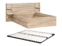 Lit 160 x 200 cm avec 4 tiroirs - Coloris : Naturel + Sommier - TENALIA II