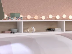 Lit 90 x 190/200 cm avec rangements - Blanc et naturel - PAULETTE