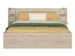 Lit 180 x 200 cm avec rangements - Coloris : Naturel + Sommier + Matelas - TENALIA