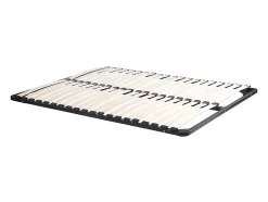 Lit 140 x 190 cm avec rangements - Coloris : Naturel et noir + Sommier - KEROSIA