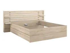 Lit 160 x 200 cm avec rangements - Coloris : Naturel + Sommier + Matelas - TENALIA II
