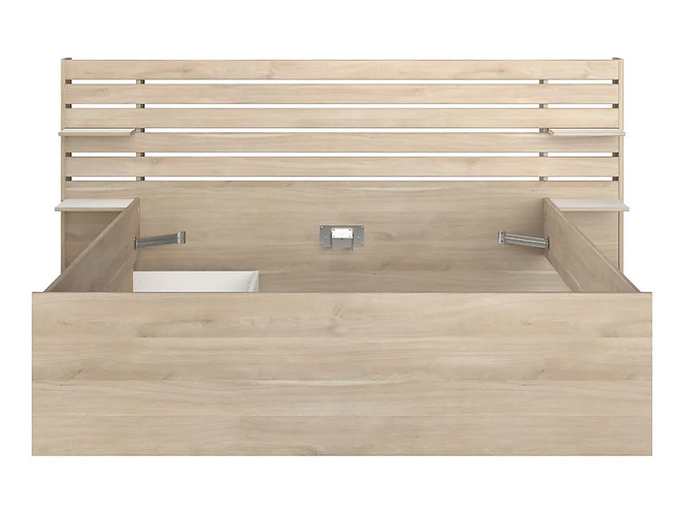 Lit 160 x 200 cm avec rangements - Coloris : Naturel + Sommier + Matelas - TENALIA II