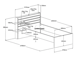 Lit 90 x 190/200 cm avec rangements - Coloris : Naturel - TENALIA