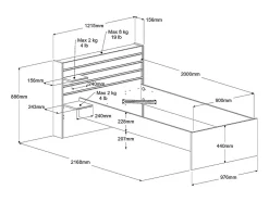 Lit 90 x 190/200 cm avec rangements - Coloris : Naturel + Sommier - TENALIA