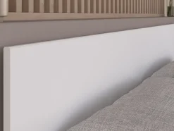 Lit 140 x 190/200 cm avec rangements - Blanc et naturel + Sommier - KINSELIA