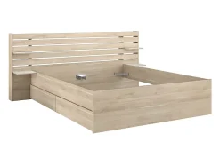 Lit 160 x 200 cm avec rangements - Coloris : Naturel - TENALIA II
